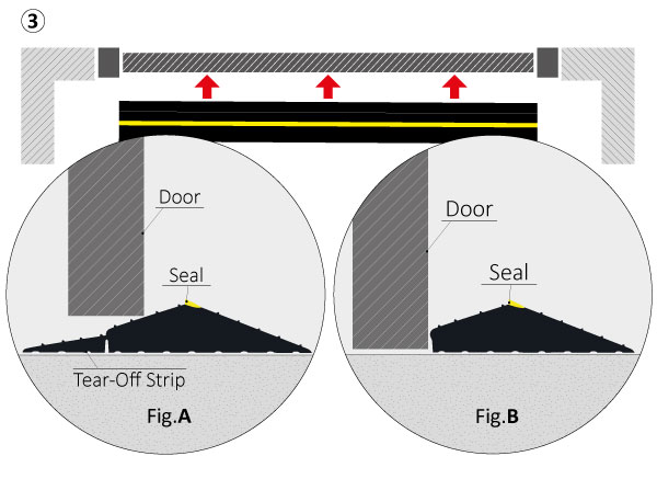 Garage door threshold seal fitting step three