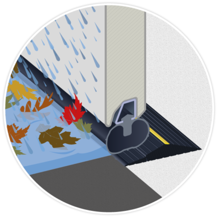 Weather Defender threshold seal with sectional garage door